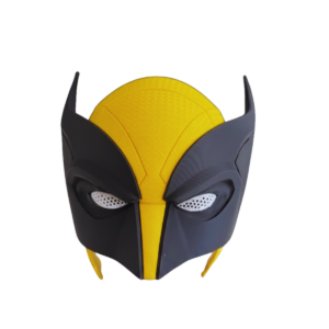 Wolverine 3D baskı maske — sarı-siyah, önden görünüm